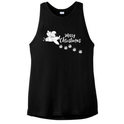 Aircraft Pilot Christmas Xmas Airplane Merry Christmas Gift Ladies PosiCharge Tri-Blend Wicking Tank