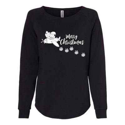 Aircraft Pilot Christmas Xmas Airplane Merry Christmas Gift Womens California Wash Sweatshirt