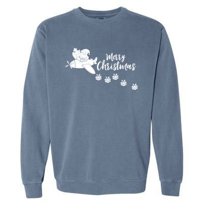 Aircraft Pilot Christmas Xmas Airplane Merry Christmas Gift Garment-Dyed Sweatshirt