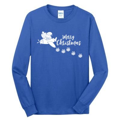 Aircraft Pilot Christmas Xmas Airplane Merry Christmas Gift Tall Long Sleeve T-Shirt