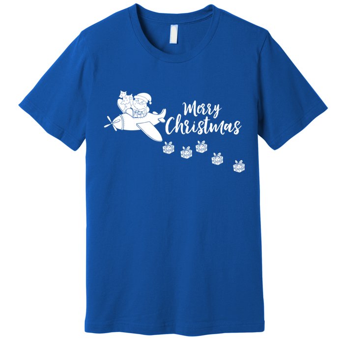 Aircraft Pilot Christmas Xmas Airplane Merry Christmas Gift Premium T-Shirt