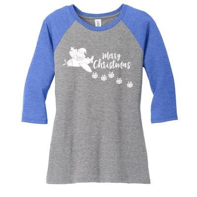 Aircraft Pilot Christmas Xmas Airplane Merry Christmas Gift Women's Tri-Blend 3/4-Sleeve Raglan Shirt