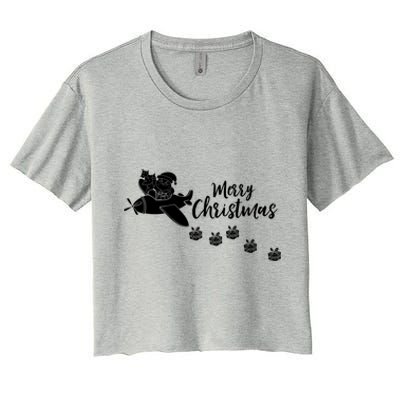 Aircraft Pilot Christmas Xmas Airplane Merry Christmas Gift Women's Crop Top Tee