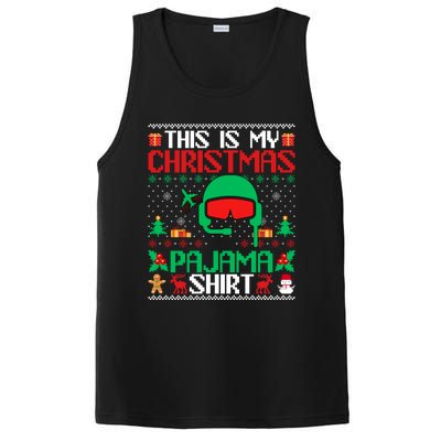 Airline Pilot Christmas Pajama Cool Gift Airplane Pilot Xmas Gift PosiCharge Competitor Tank