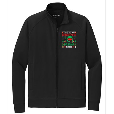 Airline Pilot Christmas Pajama Cool Gift Airplane Pilot Xmas Gift Stretch Full-Zip Cadet Jacket