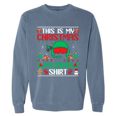 Airline Pilot Christmas Pajama Cool Gift Airplane Pilot Xmas Gift Garment-Dyed Sweatshirt