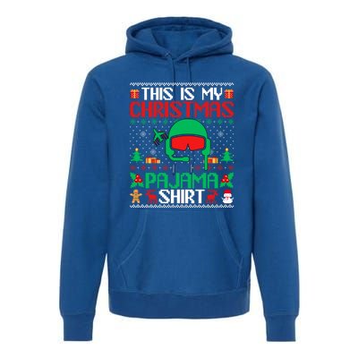 Airline Pilot Christmas Pajama Cool Gift Airplane Pilot Xmas Gift Premium Hoodie