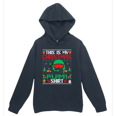 Airline Pilot Christmas Pajama Cool Gift Airplane Pilot Xmas Gift Urban Pullover Hoodie