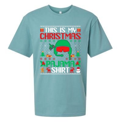 Airline Pilot Christmas Pajama Cool Gift Airplane Pilot Xmas Gift Sueded Cloud Jersey T-Shirt