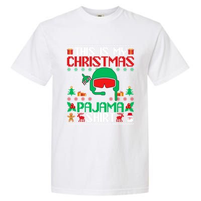 Airline Pilot Christmas Pajama Cool Gift Airplane Pilot Xmas Gift Garment-Dyed Heavyweight T-Shirt