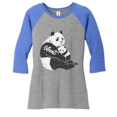 Aunt Panda Cub Hug Cute Bear Mothers Day Aunty Auntie Gift Women's Tri-Blend 3/4-Sleeve Raglan Shirt