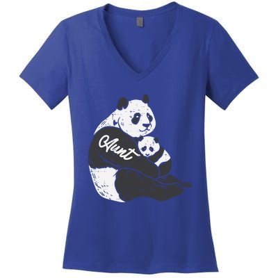 Aunt Panda Cub Hug Cute Bear Mothers Day Aunty Auntie Gift Women's V-Neck T-Shirt