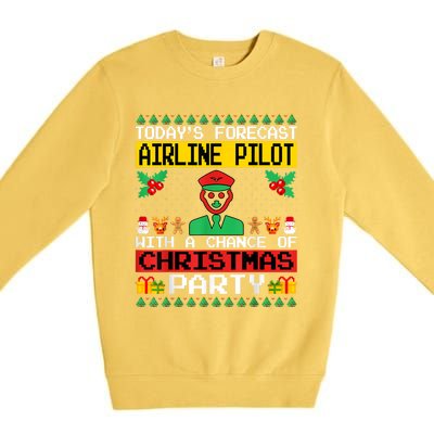 Airline Pilot Christmas Party Airplane Pilot Xmas Ugly Style Cute Gift Premium Crewneck Sweatshirt