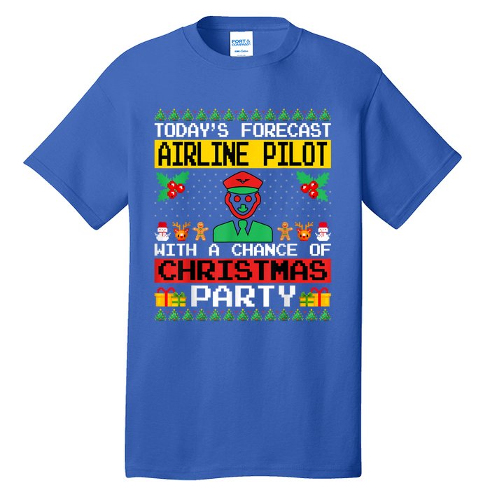 Airline Pilot Christmas Party Airplane Pilot Xmas Ugly Style Cute Gift Tall T-Shirt