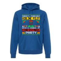 Airline Pilot Christmas Party Airplane Pilot Xmas Ugly Style Cute Gift Premium Hoodie