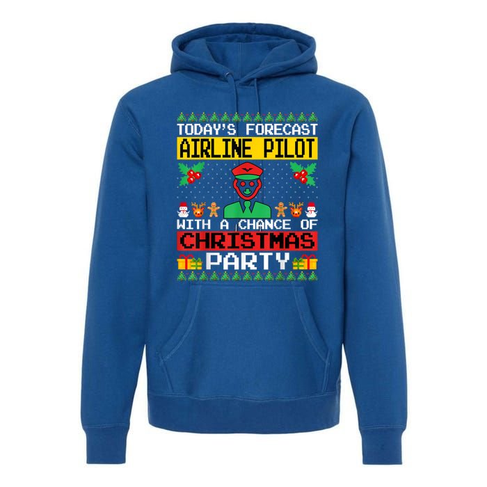 Airline Pilot Christmas Party Airplane Pilot Xmas Ugly Style Cute Gift Premium Hoodie