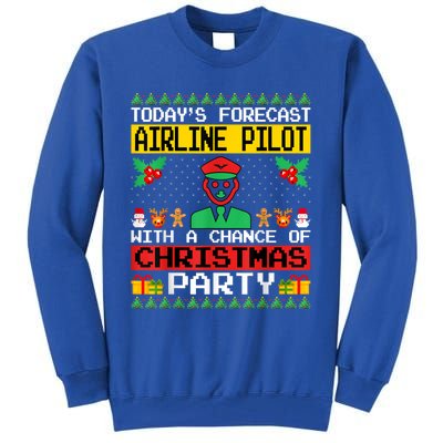 Airline Pilot Christmas Party Airplane Pilot Xmas Ugly Style Cute Gift Tall Sweatshirt