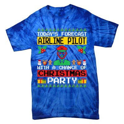 Airline Pilot Christmas Party Airplane Pilot Xmas Ugly Style Cute Gift Tie-Dye T-Shirt