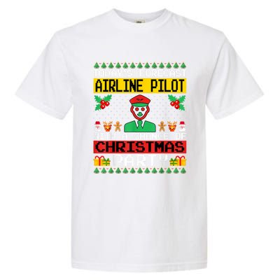 Airline Pilot Christmas Party Airplane Pilot Xmas Ugly Style Cute Gift Garment-Dyed Heavyweight T-Shirt