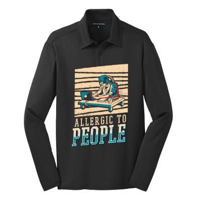 Ai Programmer Coder Software Engineer Allergic To People Cool Gift Silk Touch Performance Long Sleeve Polo