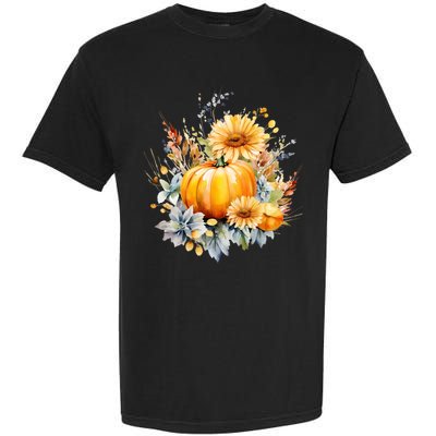 Autumn Pumpkin Cute Floral Halloween Garment-Dyed Heavyweight T-Shirt