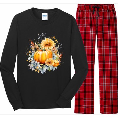 Autumn Pumpkin Cute Floral Halloween Long Sleeve Pajama Set