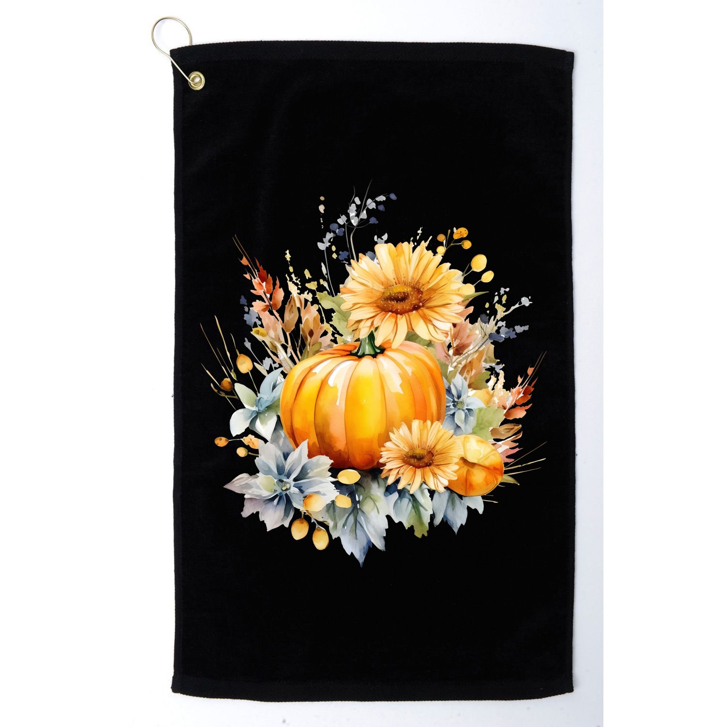 Autumn Pumpkin Cute Floral Halloween Golf Towel