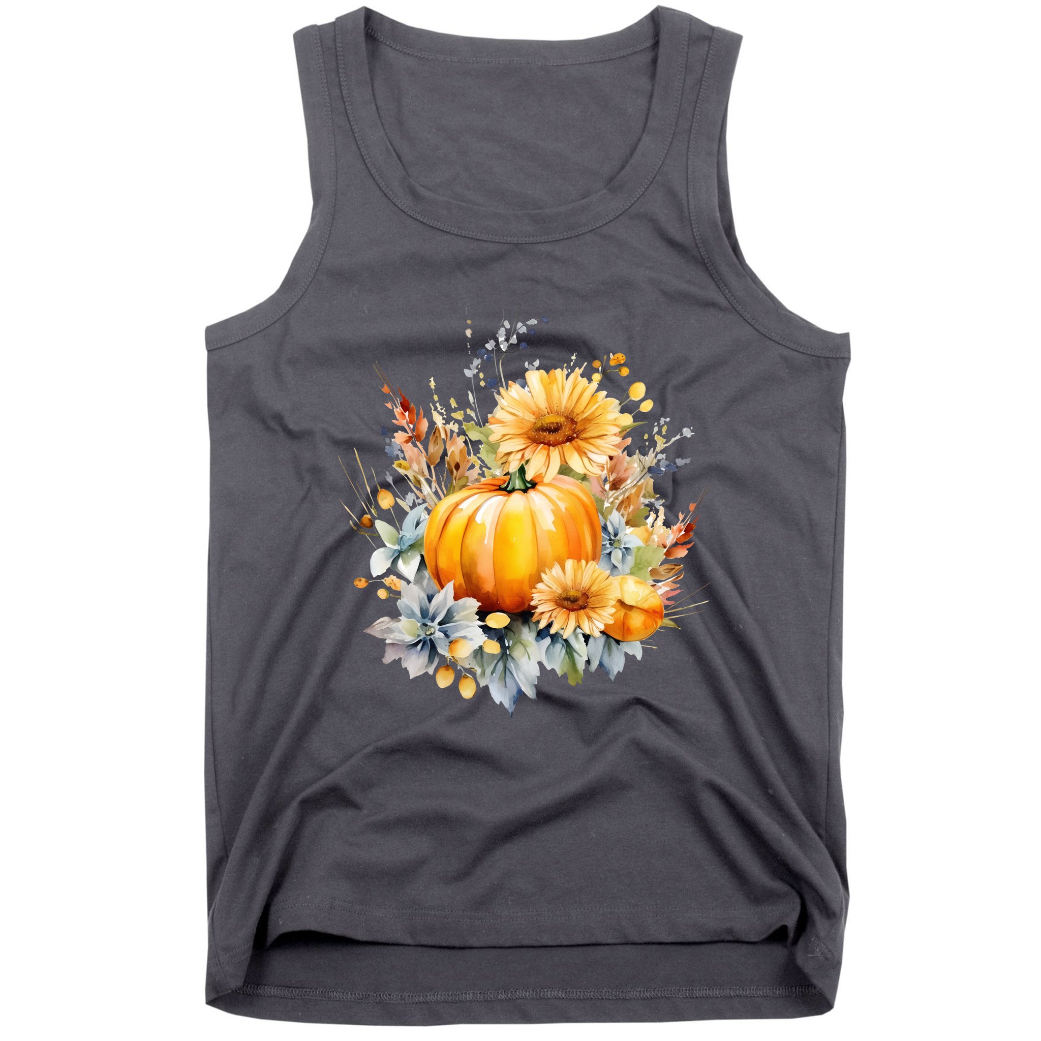 Autumn Pumpkin Cute Floral Halloween Tank Top
