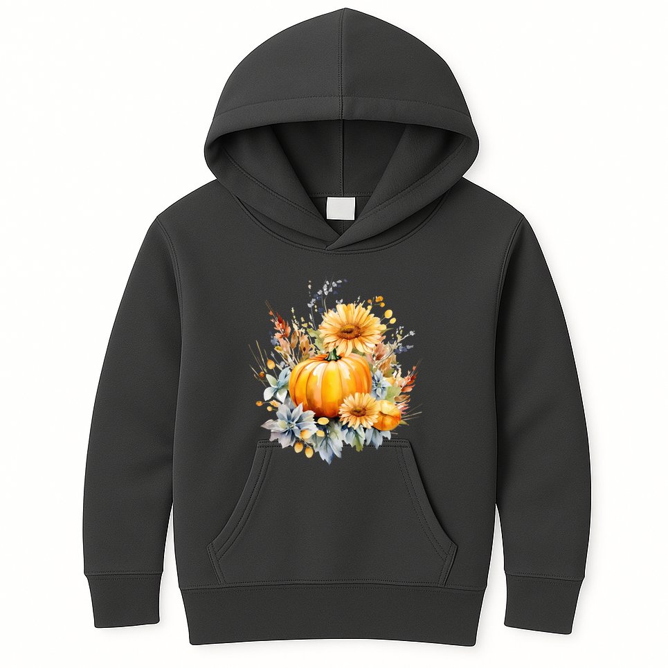 Autumn Pumpkin Cute Floral Halloween Kids Hoodie