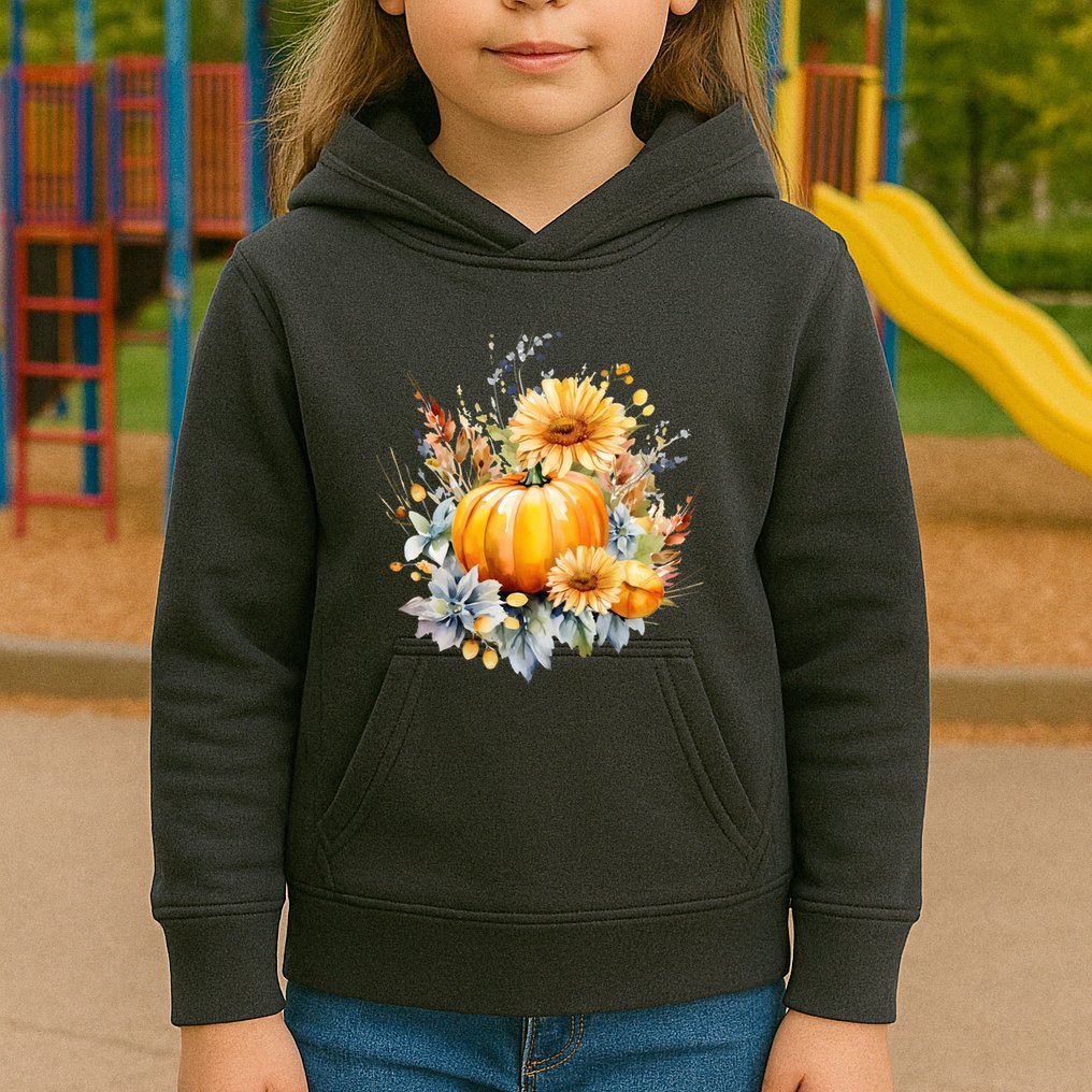 Autumn Pumpkin Cute Floral Halloween Kids Hoodie