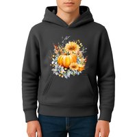 Autumn Pumpkin Cute Floral Halloween Kids Hoodie