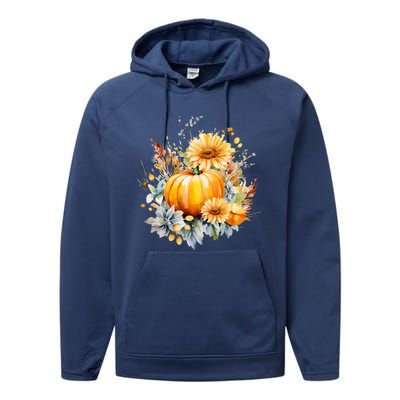 Autumn Pumpkin Cute Floral Halloween Performance Fleece Hoodie