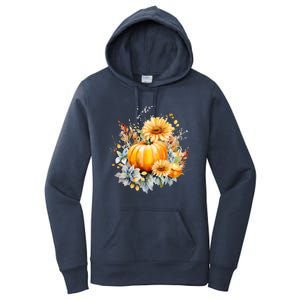 Autumn Pumpkin Cute Floral Halloween Women's Pullover Hoodie