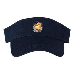 Autumn Pumpkin Cute Floral Halloween Valucap Bio-Washed Visor