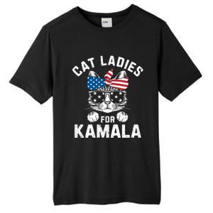 American Patriotic Cat Supports Kamala Harris Cat Ladies For Kamala Patriotic Tall Fusion ChromaSoft Performance T-Shirt