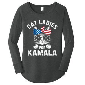 American Patriotic Cat Supports Kamala Harris Cat Ladies For Kamala Patriotic Women's Perfect Tri Tunic Long Sleeve Shirt