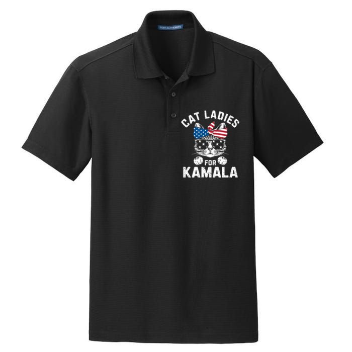 American Patriotic Cat Supports Kamala Harris Cat Ladies For Kamala Patriotic Dry Zone Grid Polo