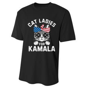 American Patriotic Cat Supports Kamala Harris Cat Ladies For Kamala Patriotic Performance Sprint T-Shirt