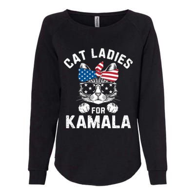 American Patriotic Cat Supports Kamala Harris Cat Ladies For Kamala Patriotic Womens California Wash Sweatshirt