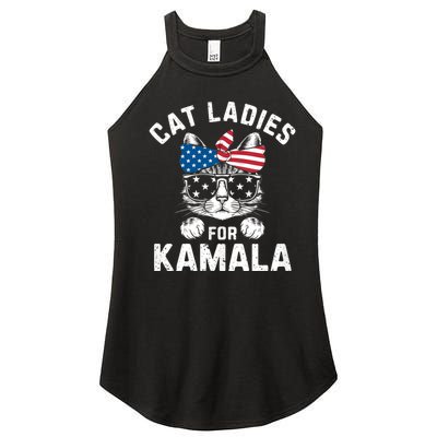 American Patriotic Cat Supports Kamala Harris Cat Ladies For Kamala Patriotic Women’s Perfect Tri Rocker Tank