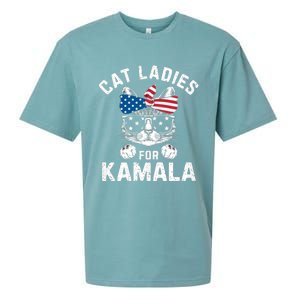 American Patriotic Cat Supports Kamala Harris Cat Ladies For Kamala Patriotic Sueded Cloud Jersey T-Shirt