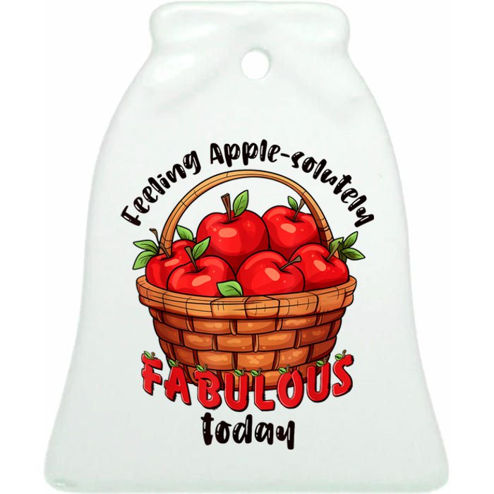 Apple Picking Crew Funny Apple Harvest Matching Family Squad Ceramic Bell Ornament