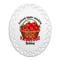 Apple Picking Crew Funny Apple Harvest Matching Family Squad Ceramic Oval Ornament