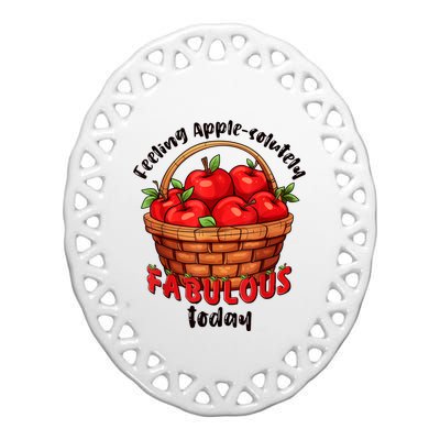 Apple Picking Crew Funny Apple Harvest Matching Family Squad Ceramic Oval Ornament