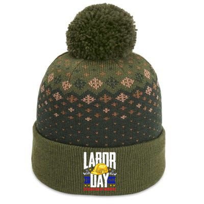 American Patriot Celebration Of Workers Labor Day Gift The Baniff Cuffed Pom Beanie