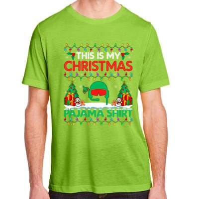 Airplane Pilot Christmas Pajama Meaningful Gift Airline Pilot Xmas Funny Gift Adult ChromaSoft Performance T-Shirt