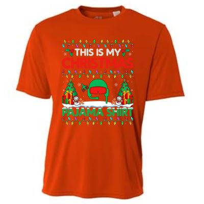 Airplane Pilot Christmas Pajama Meaningful Gift Airline Pilot Xmas Funny Gift Cooling Performance Crew T-Shirt