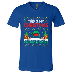 Airplane Pilot Christmas Pajama Meaningful Gift Airline Pilot Xmas Funny Gift V-Neck T-Shirt