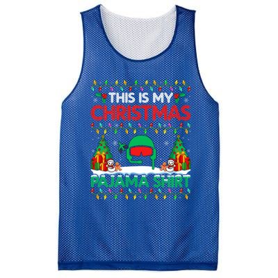 Airplane Pilot Christmas Pajama Meaningful Gift Airline Pilot Xmas Funny Gift Mesh Reversible Basketball Jersey Tank