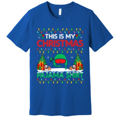 Airplane Pilot Christmas Pajama Meaningful Gift Airline Pilot Xmas Funny Gift Premium T-Shirt